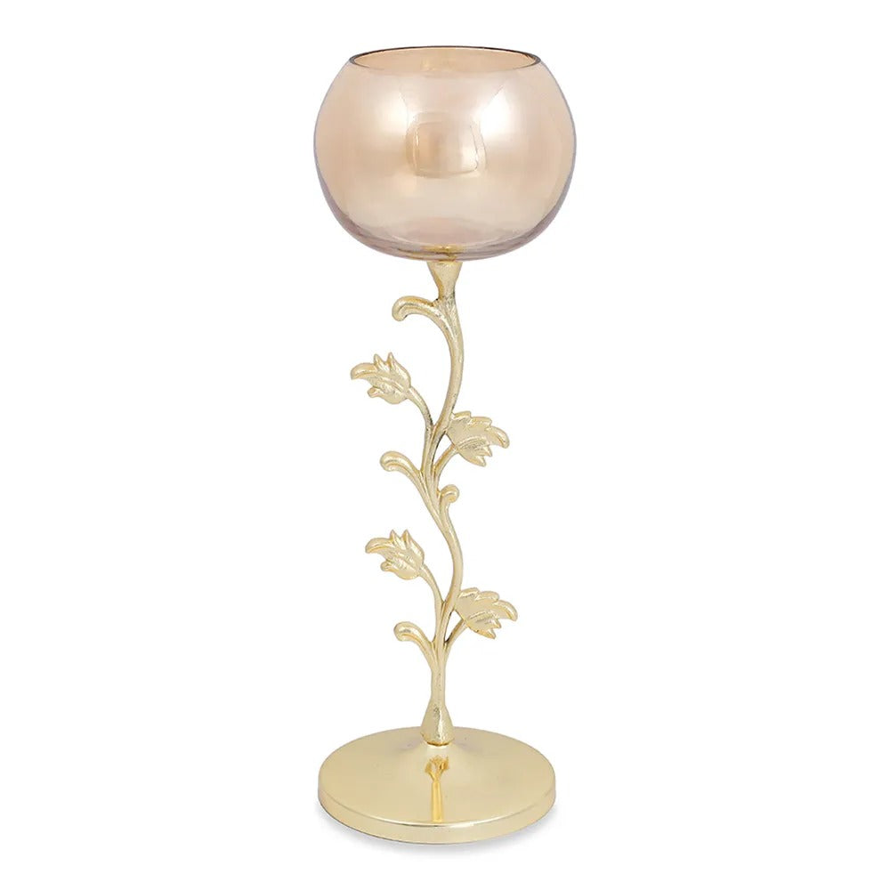 Lacy Candle Holder, Gold - Set of 2, 10x29 cm