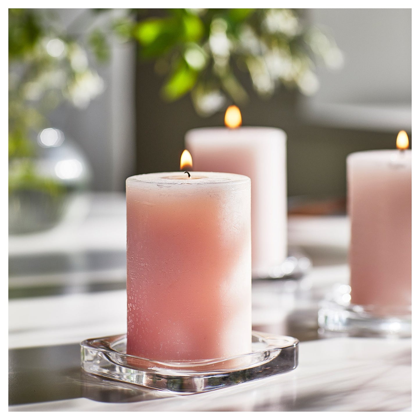 LUGNARE scented pillar candle/Jasmine/3 pack, 30 hr