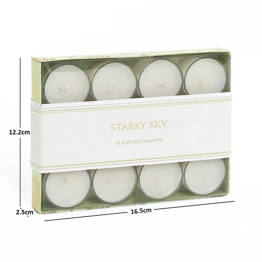 12-Piece Starrysky Tealight Candle Set, Green