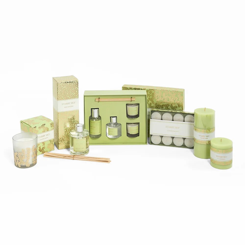 12-Piece Starrysky Tealight Candle Set, Green