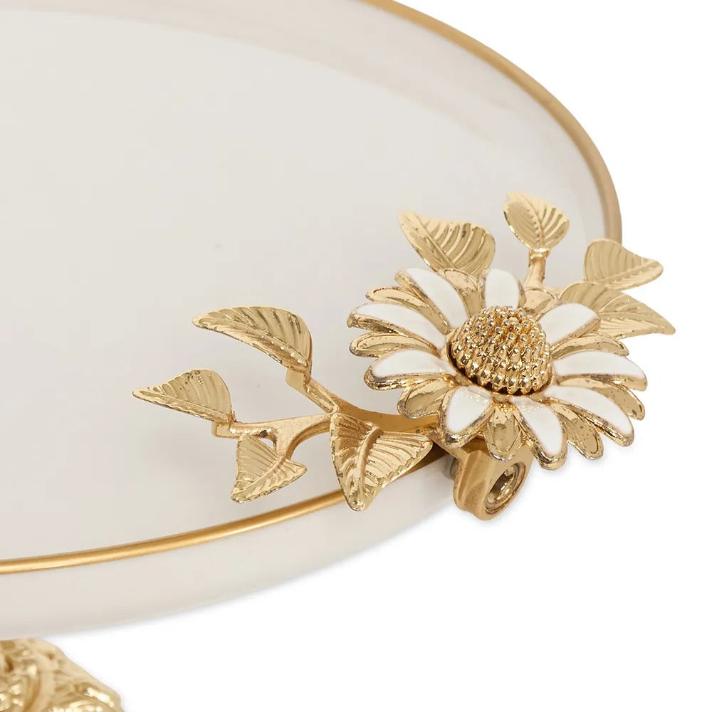 Lush Porcelain Serving Platter, Cream & Gold - 27cm