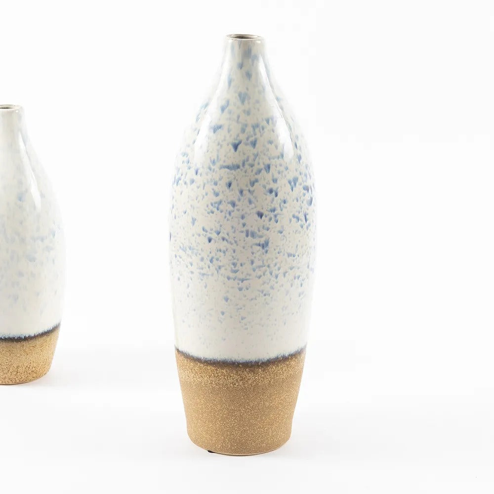 Lara Vase, White & Brown - 13x43 cm
