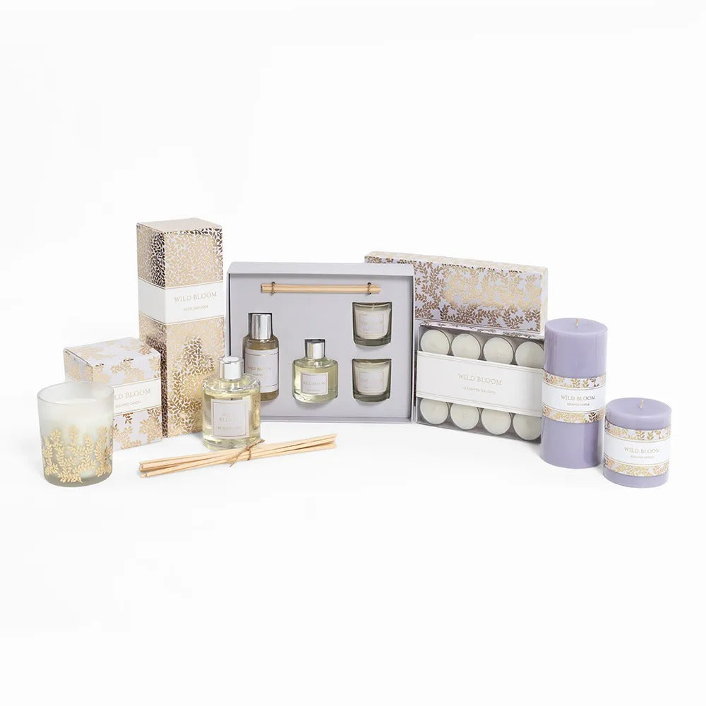 12-Piece Wild Bloom Tealight Candle Set, Lilac