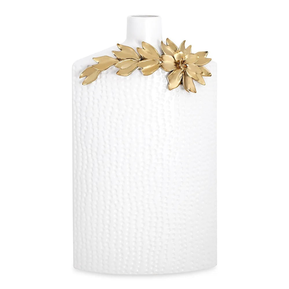 Petal Vase, White & Gold - 23x40 cm
