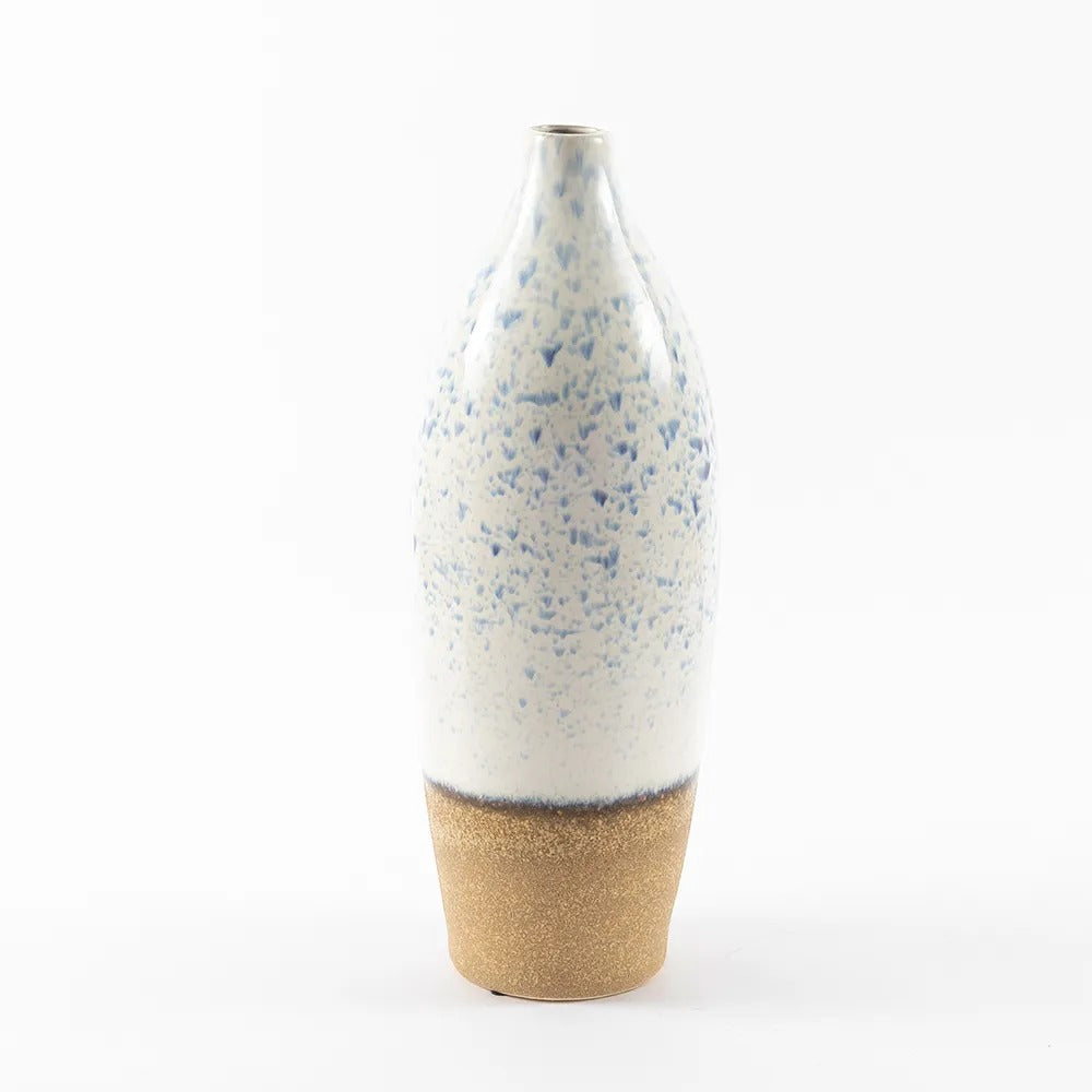 Lara Vase, White & Brown - 13x43 cm