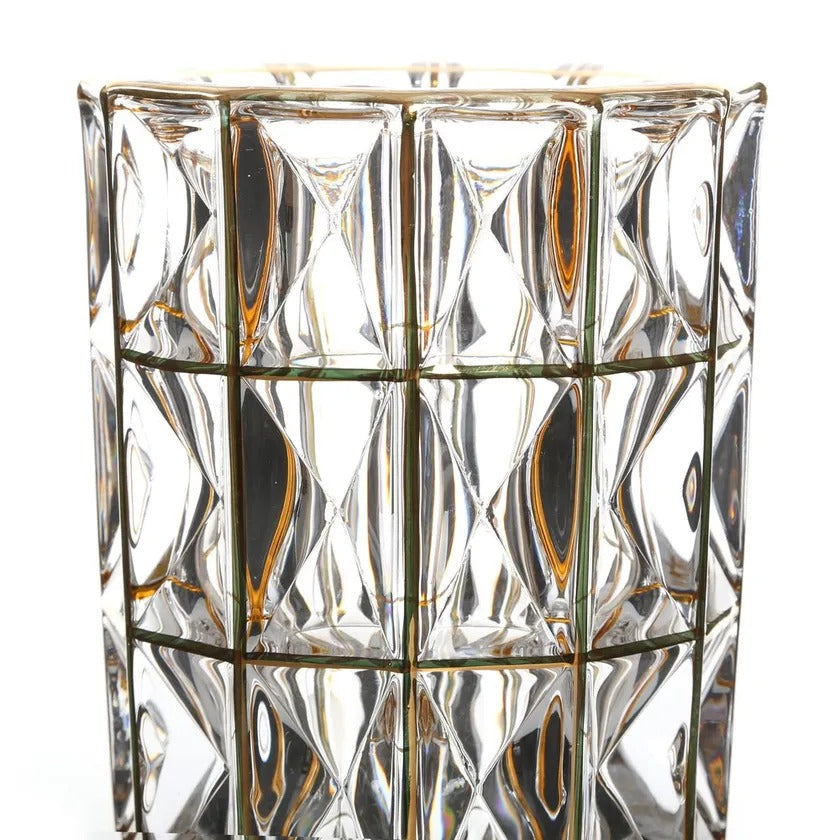 Glass Vase with Golden Line, Clear – 32 cms