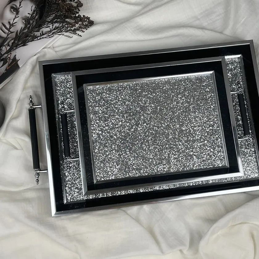 Elizabeth Tray, Silver & Black - 53x33.5 cm