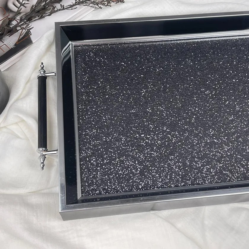 Elizabeth Tray, Silver & Black - 53x33.5 cm