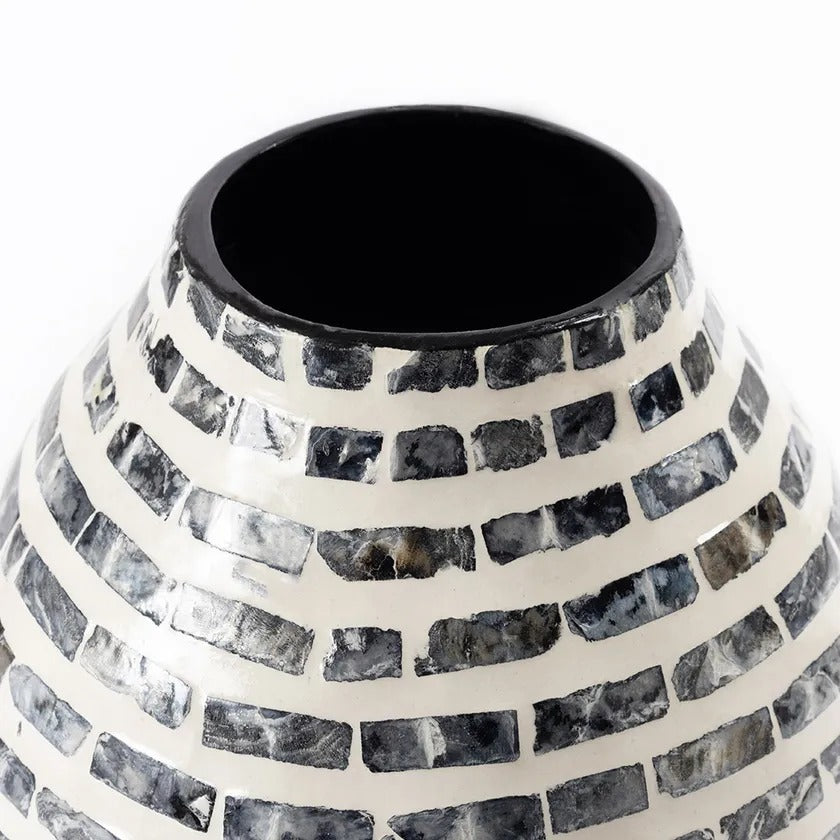 Usaf Vase, White & Grey - 22x33 cm