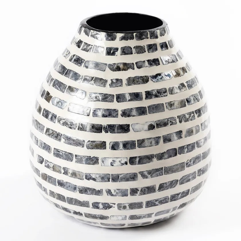 Usaf Vase, White & Grey - 22x33 cm