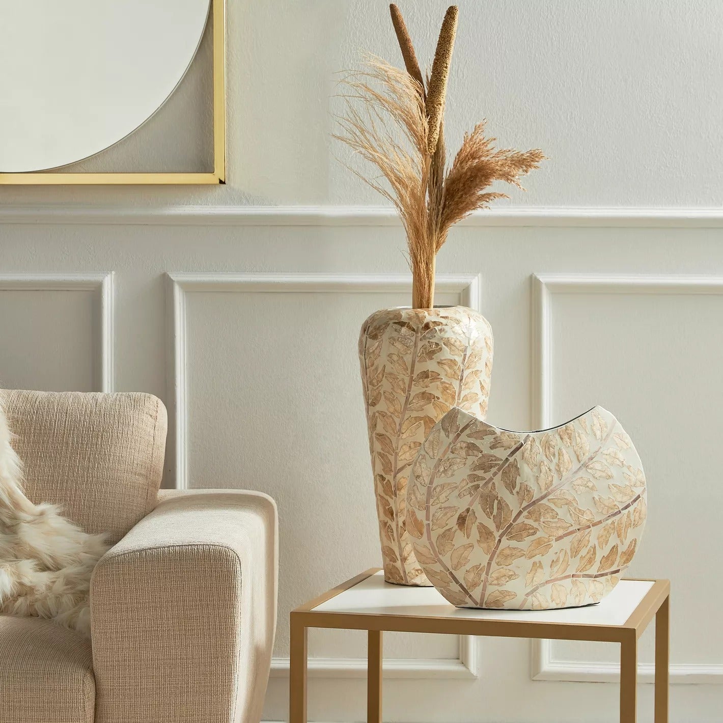 Clementine Leaf Capiz Vase - 36 cm