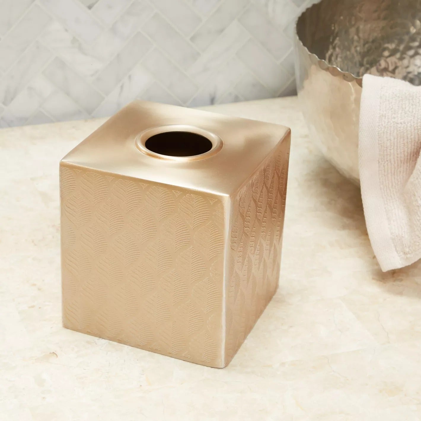 Golden Leaf Square Tissue Box Cover