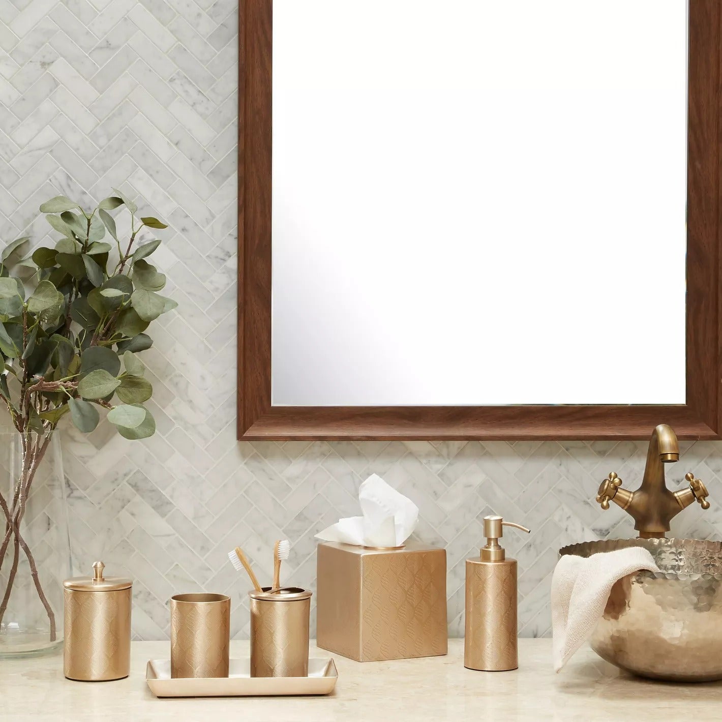 Golden Leaf Square Tissue Box Cover