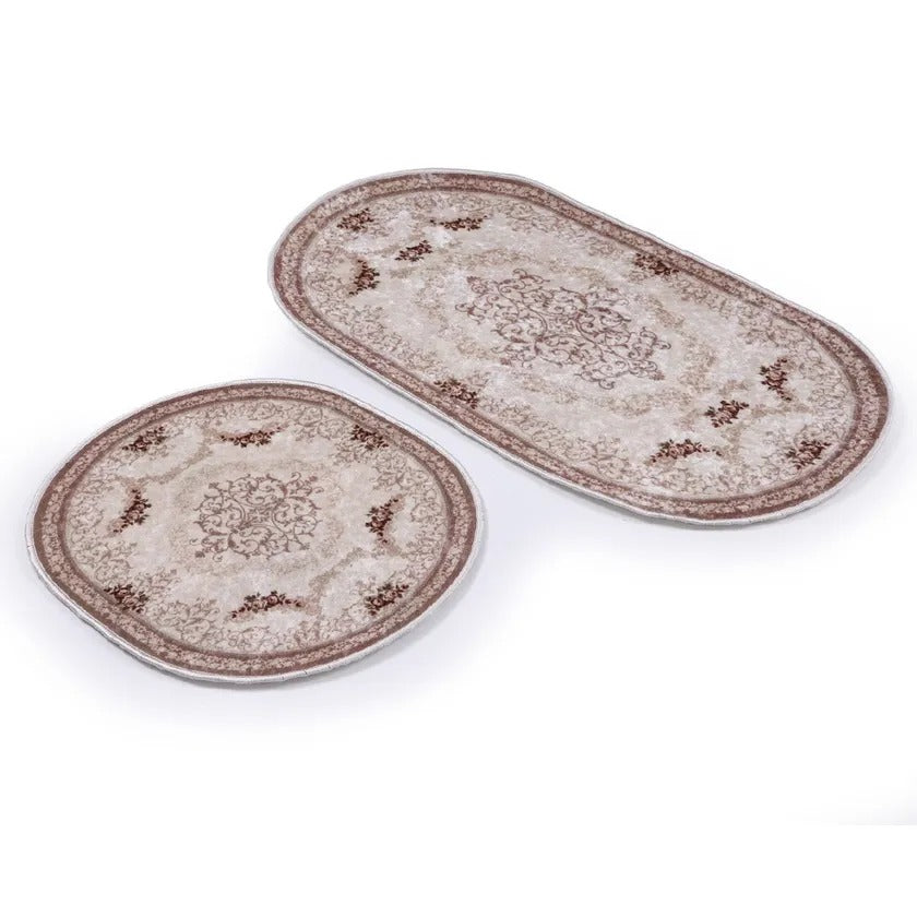 2-Piece Oval Bath Mat, Brown