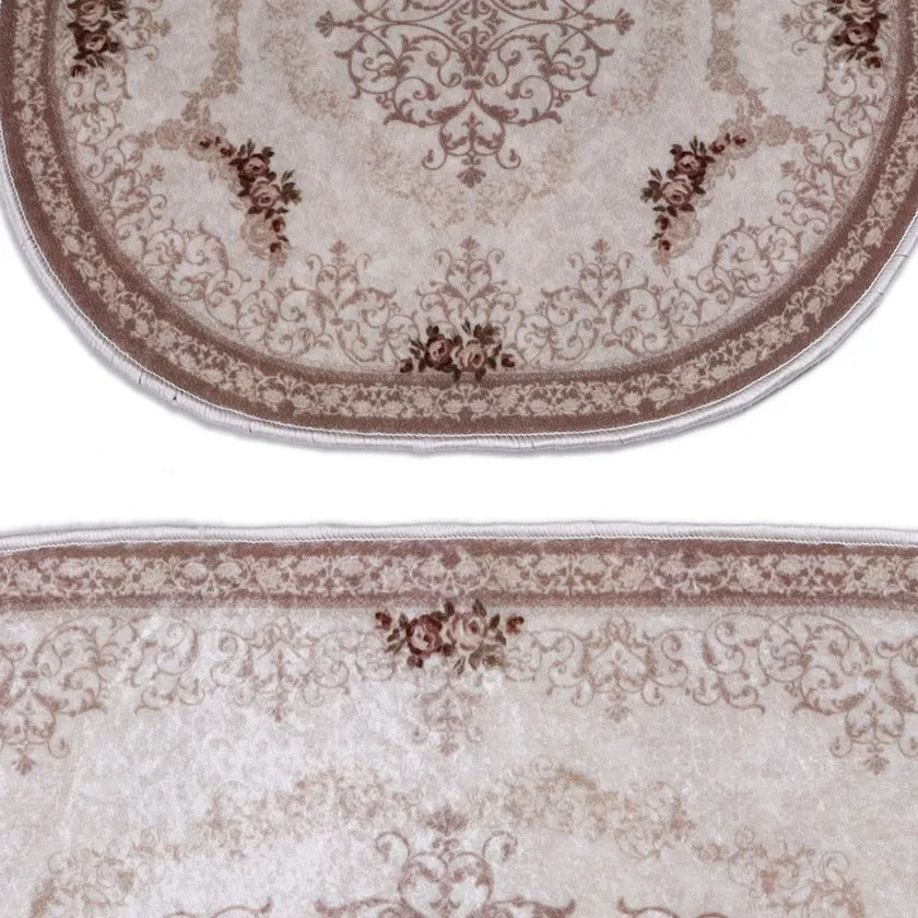 2-Piece Oval Bath Mat, Brown
