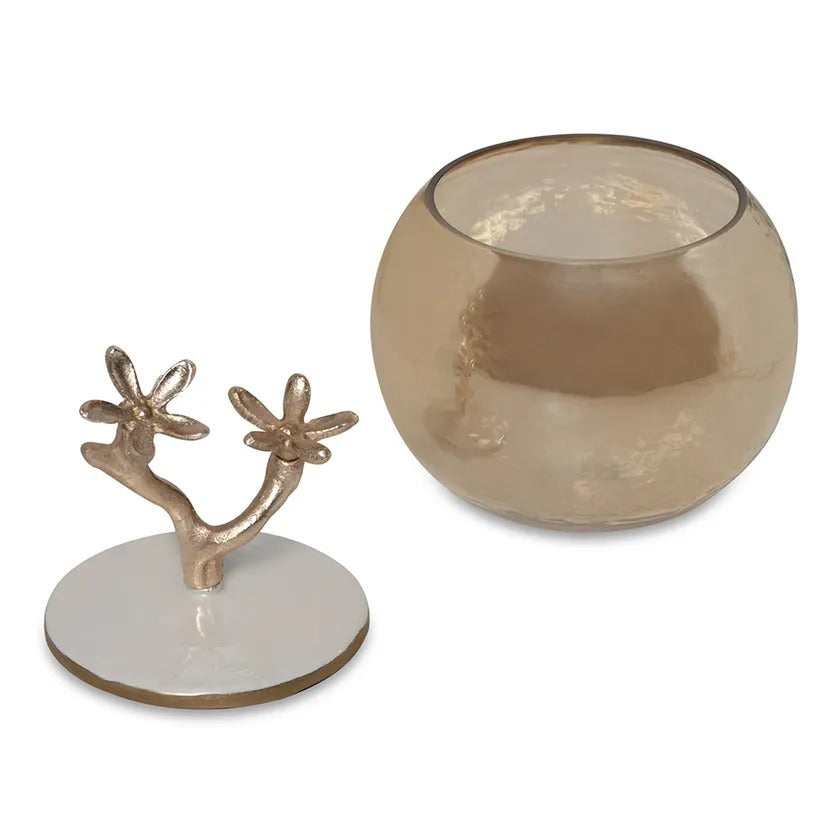 Odi Trinket Box, Gold and Beige - 15 x 15 cm