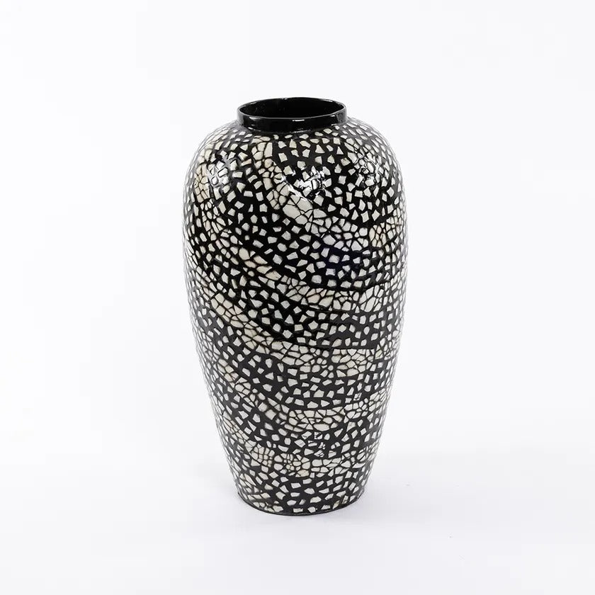 Orbit Handicraft Vase, Black & White - 20 cm