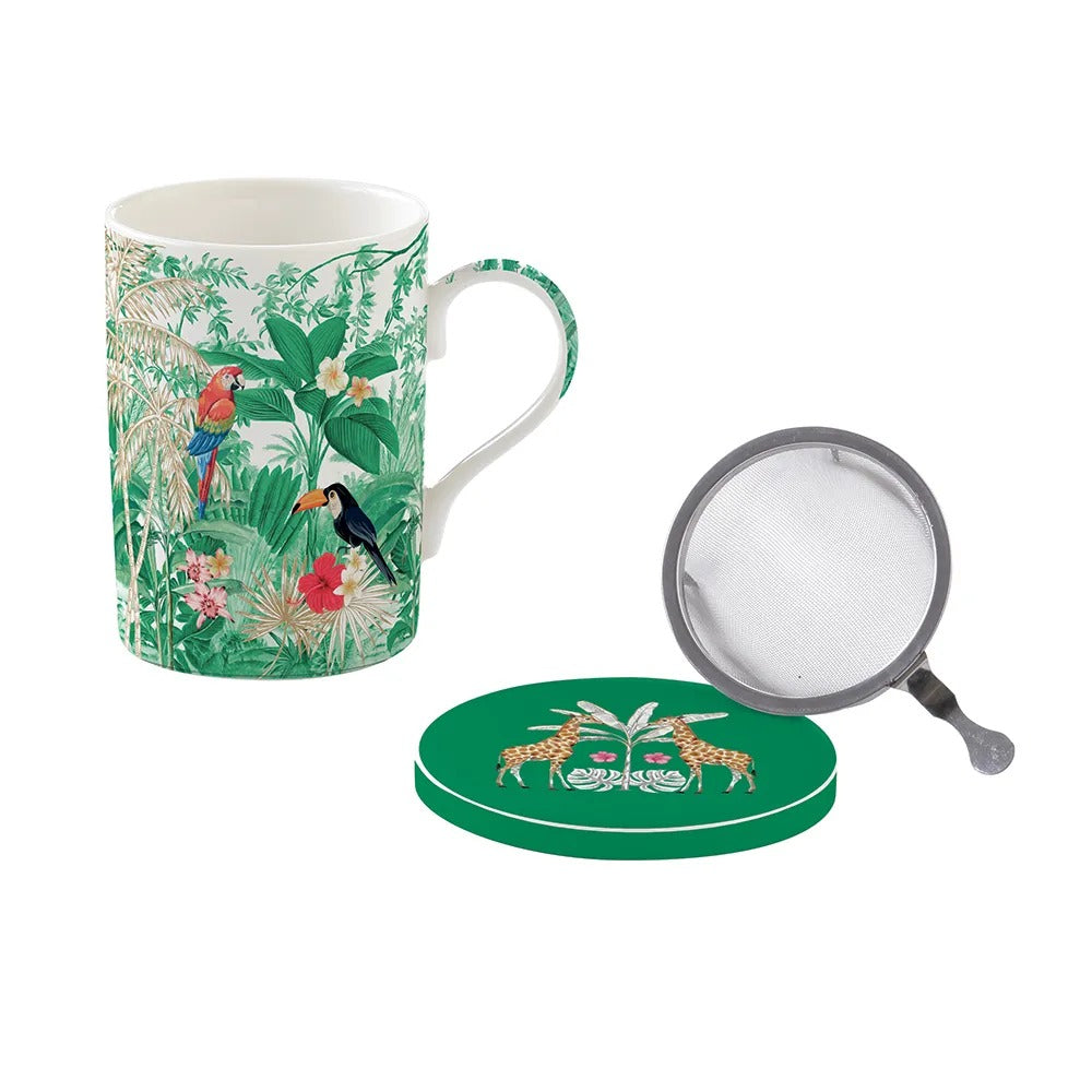 Exotica China Mug with Infuser, Multicolour - 350 ml