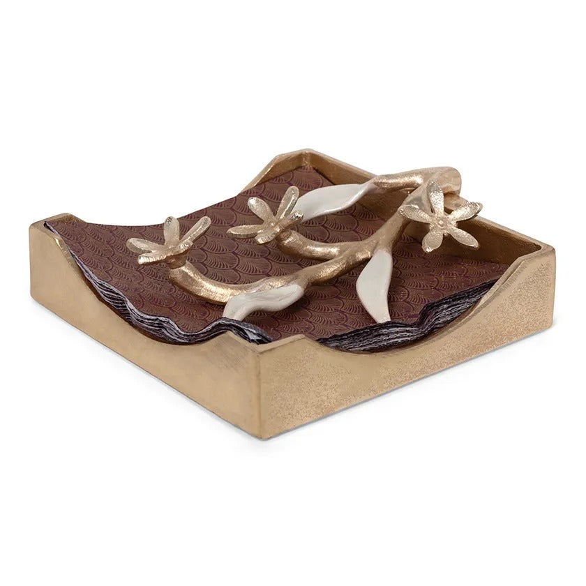 Leaf Enamel Napkin Holder, Gold – 17.5x6 cm