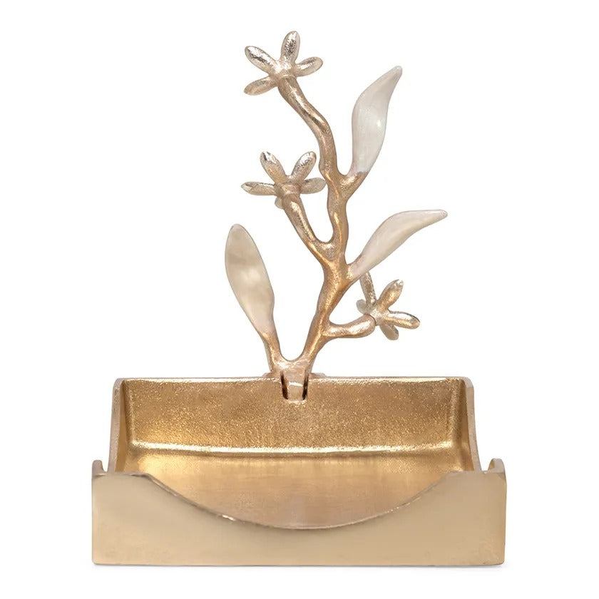 Leaf Enamel Napkin Holder, Gold – 17.5x6 cm