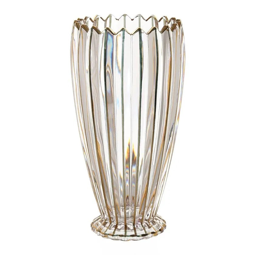 Streak Design Vase, Clear & Gold