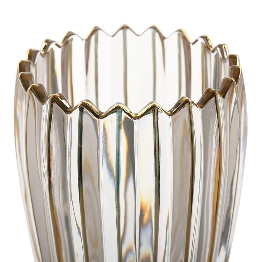 Streak Design Vase, Clear & Gold