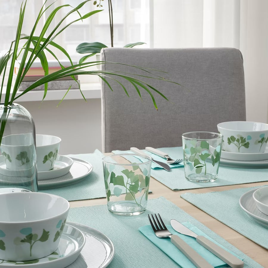 STILENLIG Glass, clear glass leaf patterned/green, 10 oz