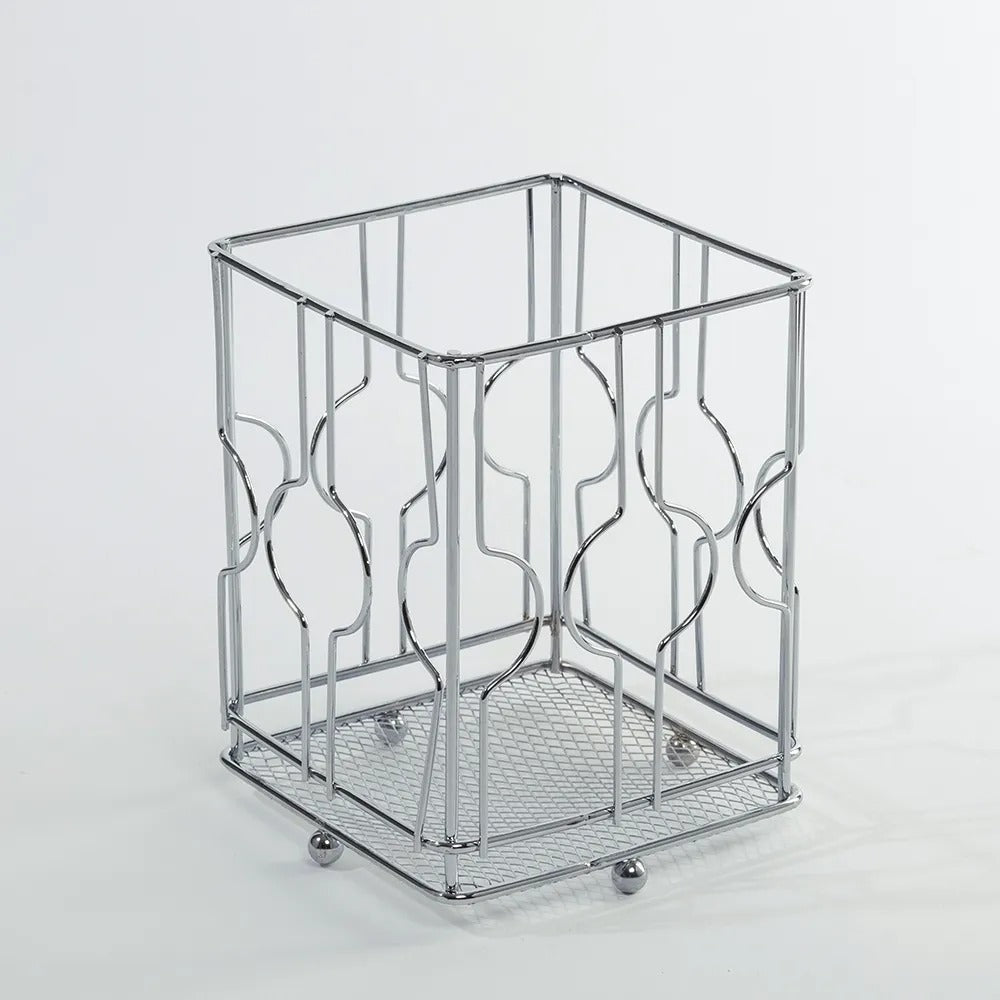 Cole Utensil Holder, Silver Square - 11.5x16 cm