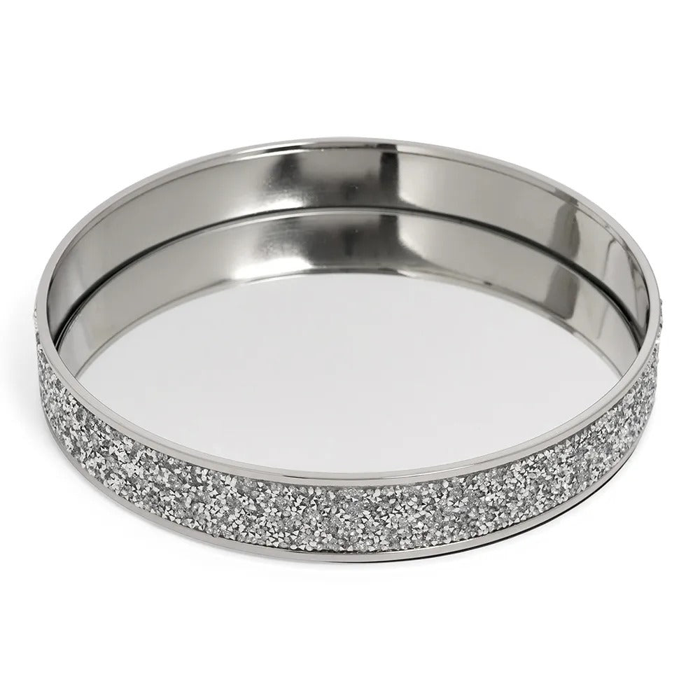 Glint Decorative Tray, Silver - 24 cm