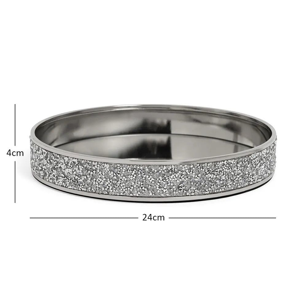 Glint Decorative Tray, Silver - 24 cm