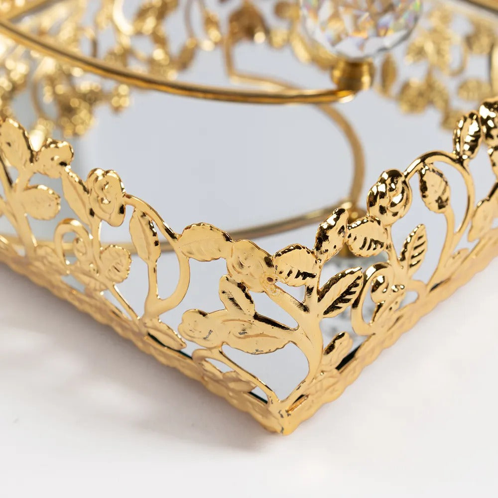 Roza Square Metal Napkin Holder, Gold - 20x20 cm