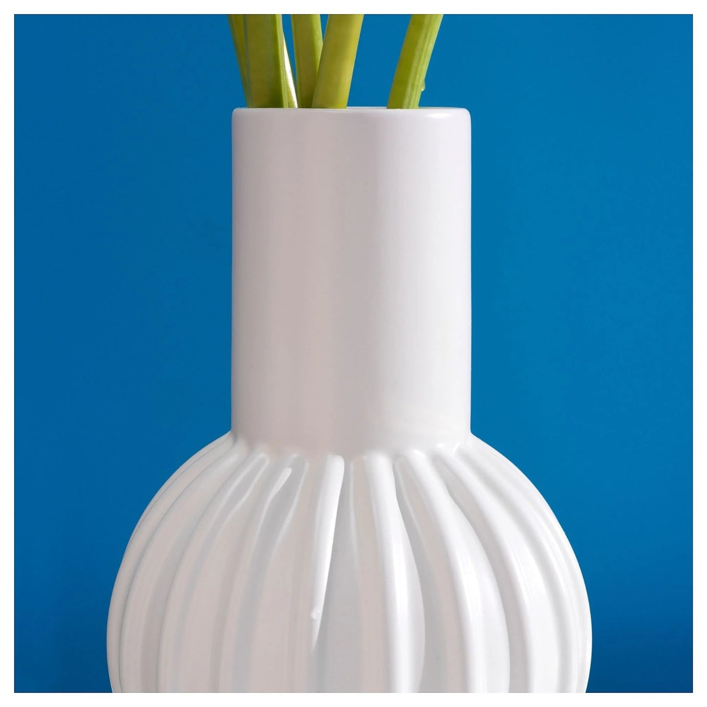 SKOGSTUNDRA stoneware plant vase, white, 27 cm