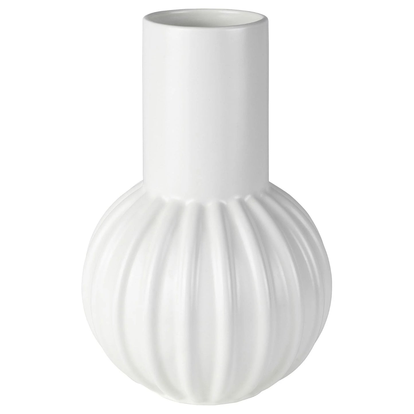 SKOGSTUNDRA stoneware plant vase, white, 27 cm