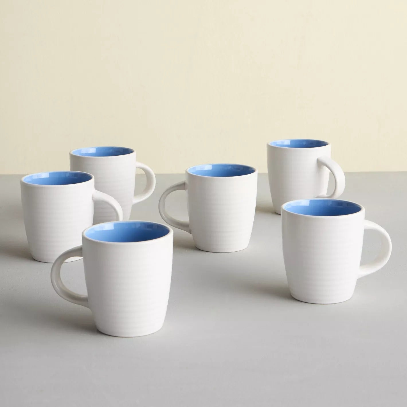 Ava 6-Piece Ceramic Mug Set - 340 ml, Serves 6