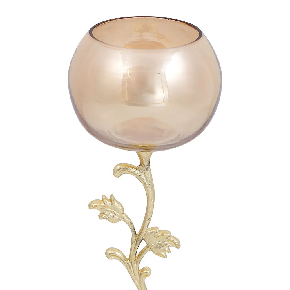 Lacy Candle Holder, Gold - Set of 2, 10x29 cm