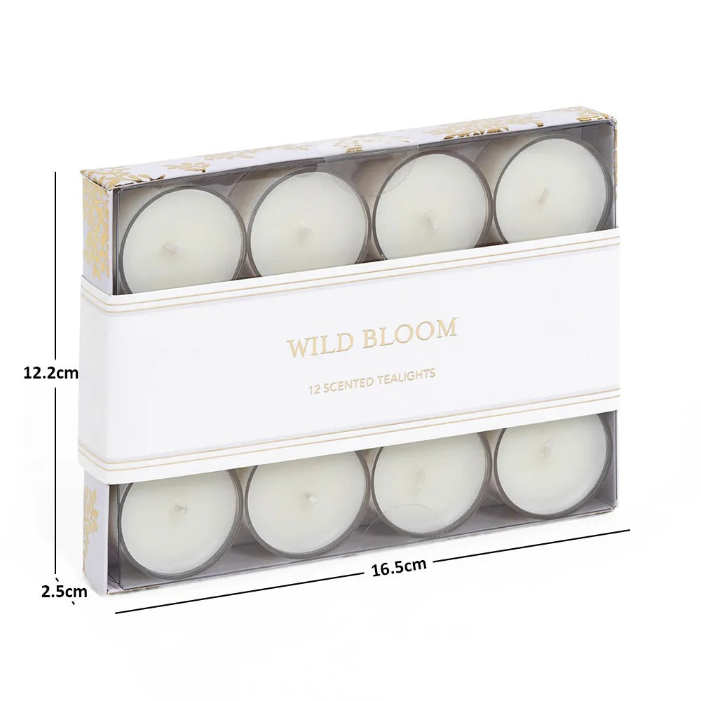 12-Piece Wild Bloom Tealight Candle Set, Lilac