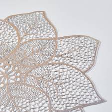 Floral Textured Round Placemat - 46x44 cms Set of 4