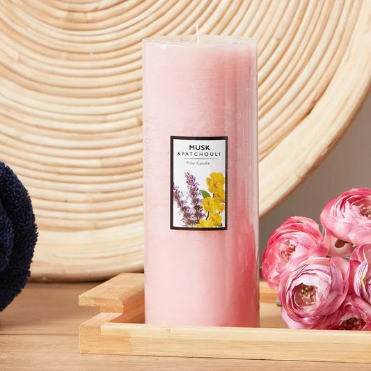 Musk and Patchouli Pillar Candle Large
