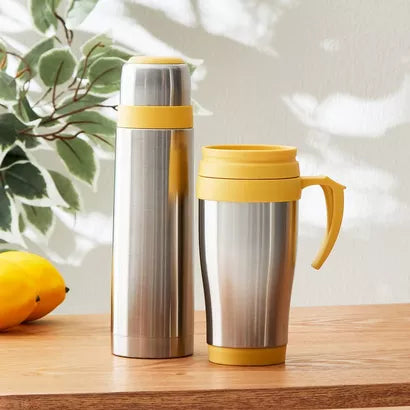 Stainless Steel Flask and Travel Mug Set