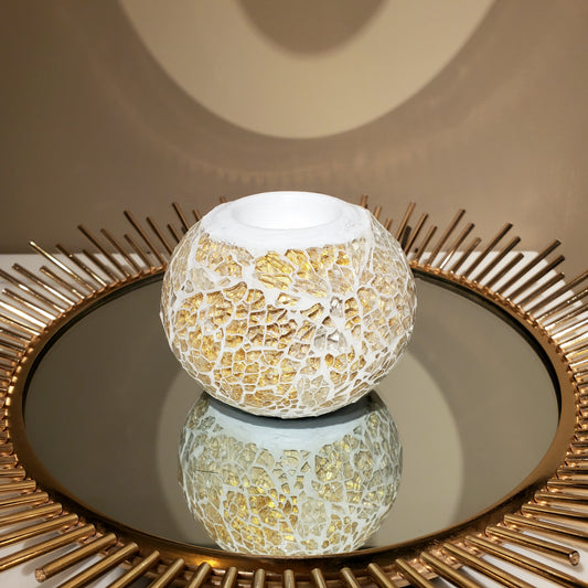 T-Light Candle Holder Gold and White Small