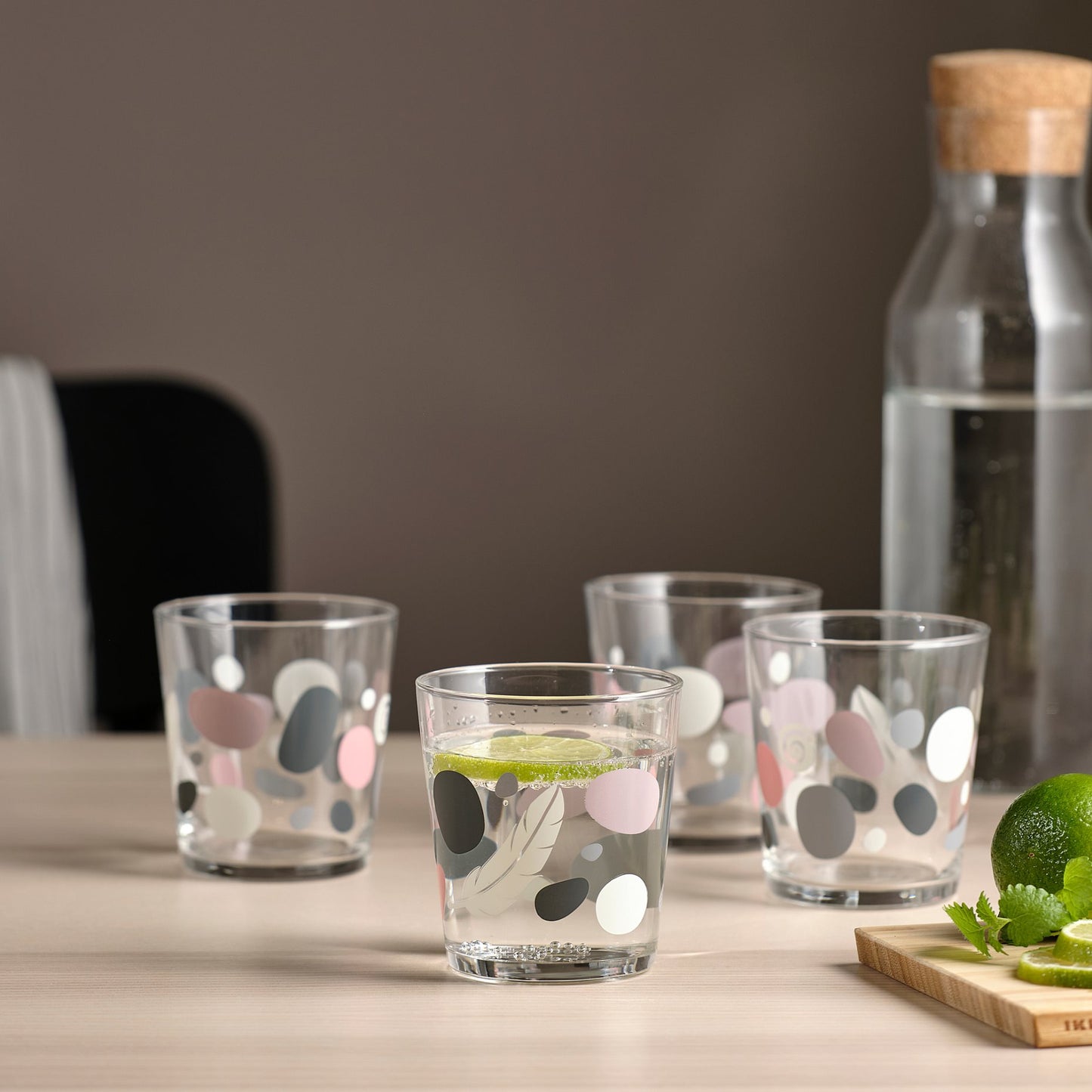 SOMMARFLOX glass/patterned stones/4 pack, 30 cl