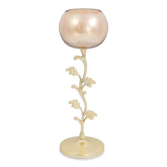 Lacy Candle Holder, Gold - Set of 2, 10x29 cm