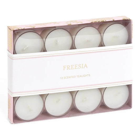 12-Piece Freesia Tealight Candle Set, Pink