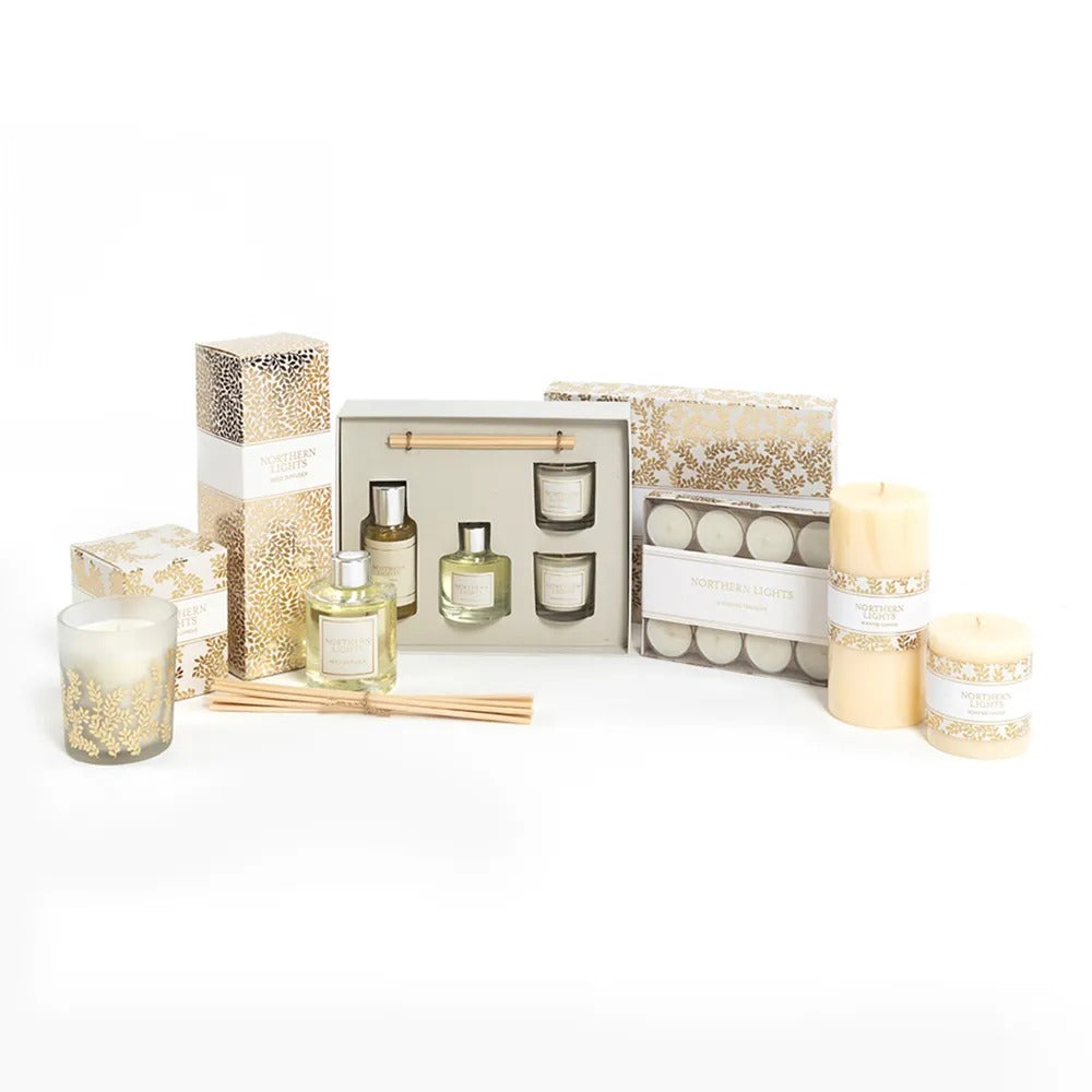 12-Piece Northern Light Tealight Candle Set, White