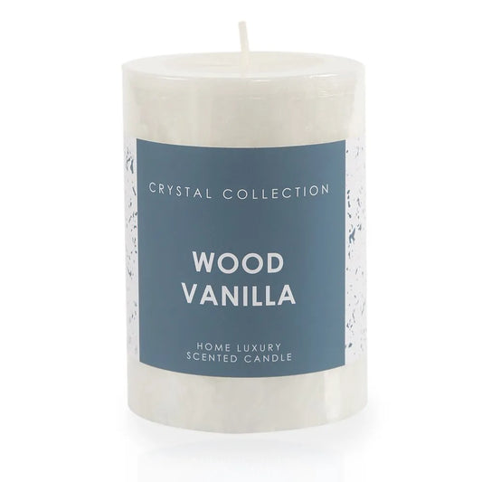 Wood Vanilla Pillar Candle (White)