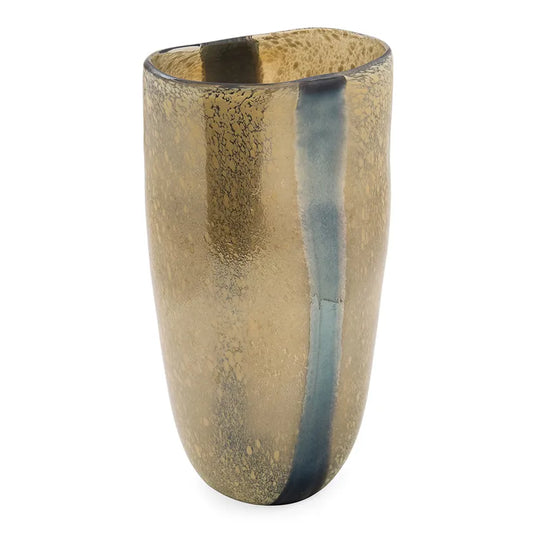 Utop Glass Vase, Black & Amber - 17x30 cm