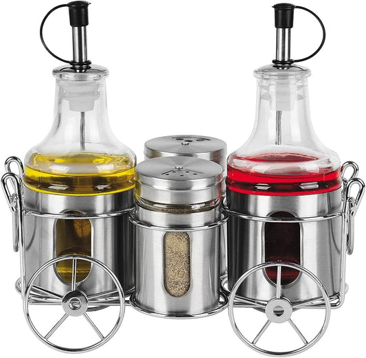 harmony 4pices tabletop condiment set with rack