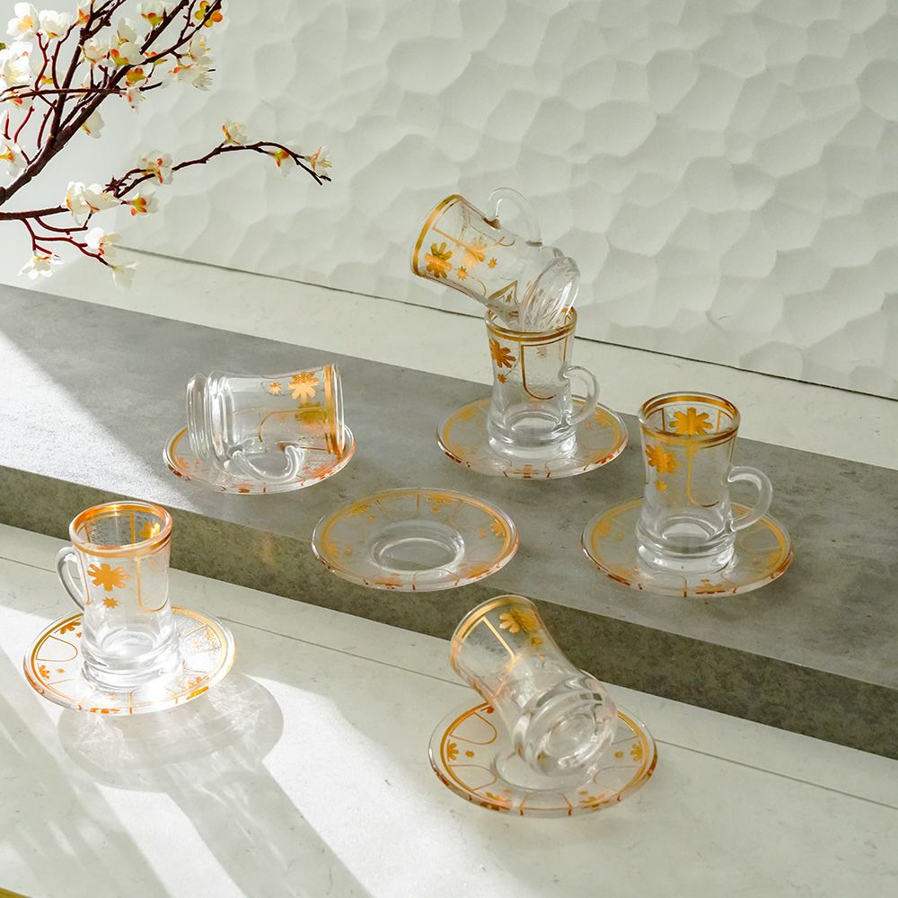 Jannat 12-Pc Floral Istikan Set - 110 Ml - Serve 6