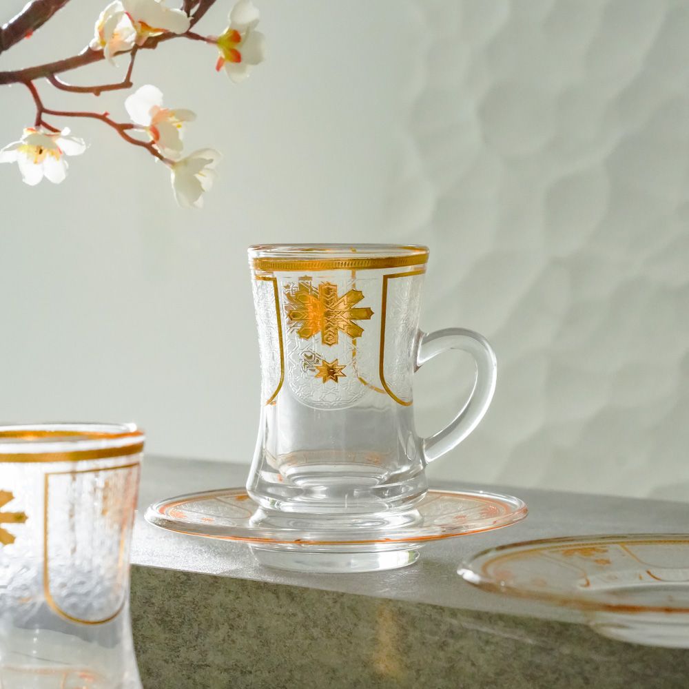 Jannat 12-Pc Floral Istikan Set - 110 Ml - Serve 6