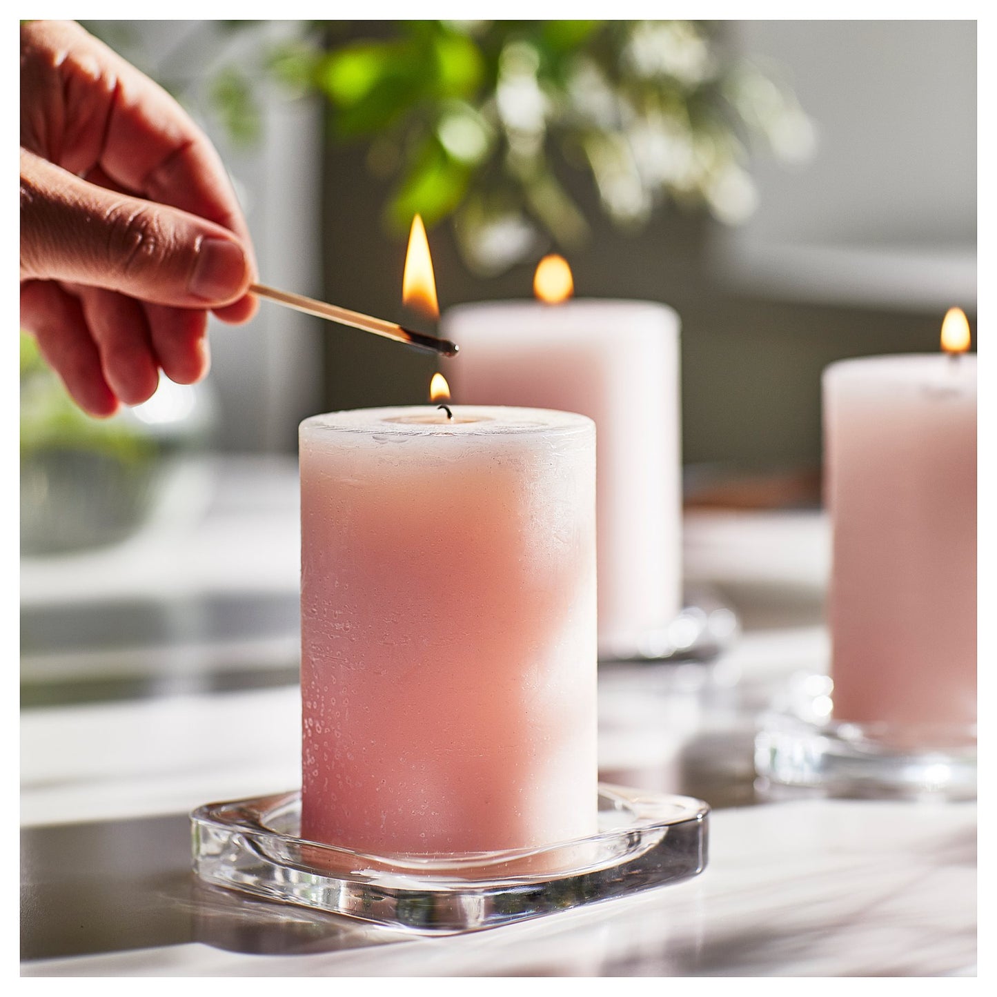LUGNARE scented pillar candle/Jasmine/3 pack, 30 hr